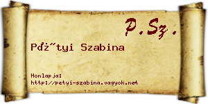 Pétyi Szabina névjegykártya